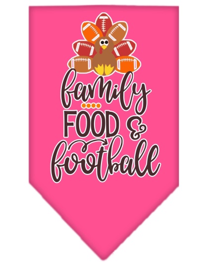 Family, Food, and Football Screen Print Bandana Bright Pink Large