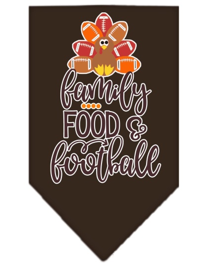 Family, Food, and Football Screen Print Bandana Cocoa Large