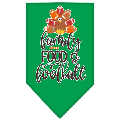 Family, Food, and Football Screen Print Bandana Emerald Green Large