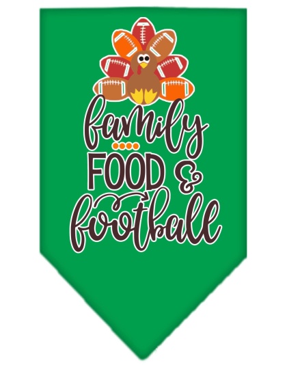 Family, Food, and Football Screen Print Bandana Emerald Green Large