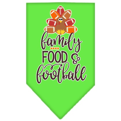 Family, Food, and Football Screen Print Bandana Lime Green Large