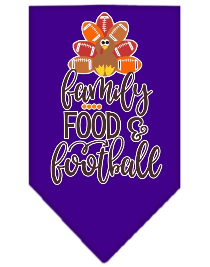 Family, Food, and Football Screen Print Bandana Purple Large