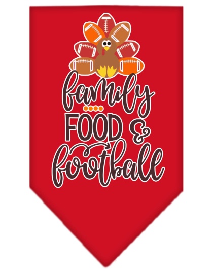 Family, Food, and Football Screen Print Bandana Red Large