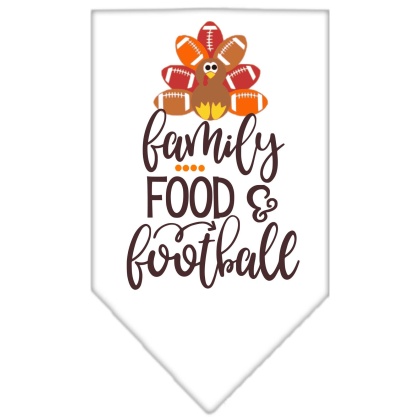 Family, Food, and Football Screen Print Bandana White Large