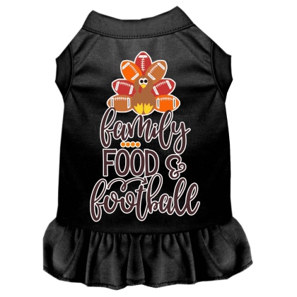 Family, Food, and Football Screen Print Dog Dress Black 4X