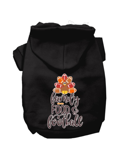 Family, Food, and Football Screen Print Dog Hoodie Black L