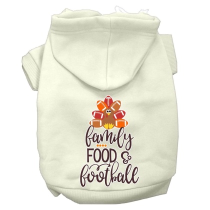 Family, Food, and Football Screen Print Dog Hoodie Cream L