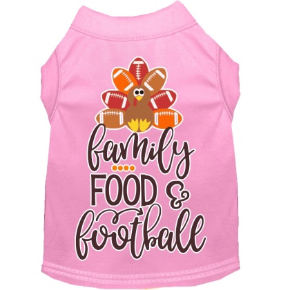 Family, Food, and Football Screen Print Dog Shirt Light Pink Lg