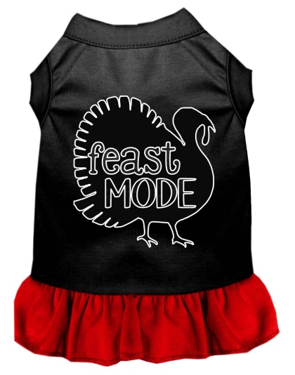 Feast Mode Screen Print Dog Dress Black with Red Lg