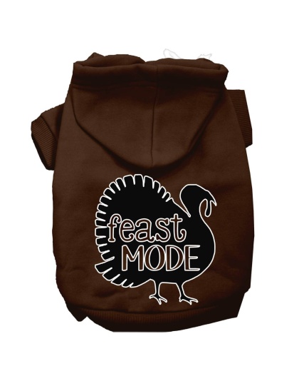 Feast Mode Screen Print Dog Hoodie Brown L