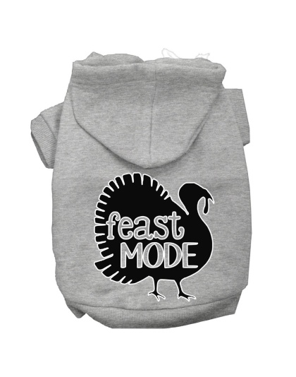 Feast Mode Screen Print Dog Hoodie Grey L