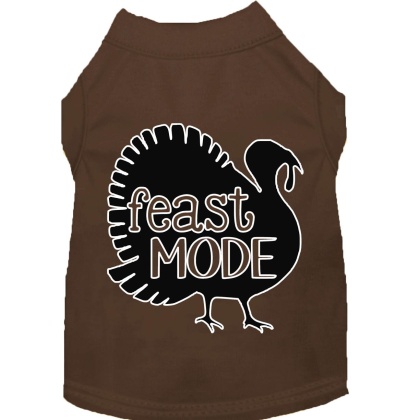 Feast Mode Screen Print Dog Shirt Brown Lg