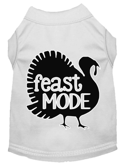 Feast Mode Screen Print Dog Shirt White Lg