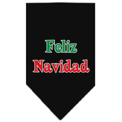 Feliz Navidad Screen Print Bandana Black Large