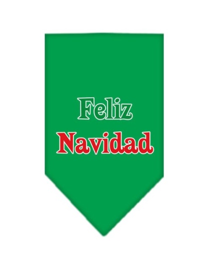 Feliz Navidad Screen Print Bandana Emerald Green Large