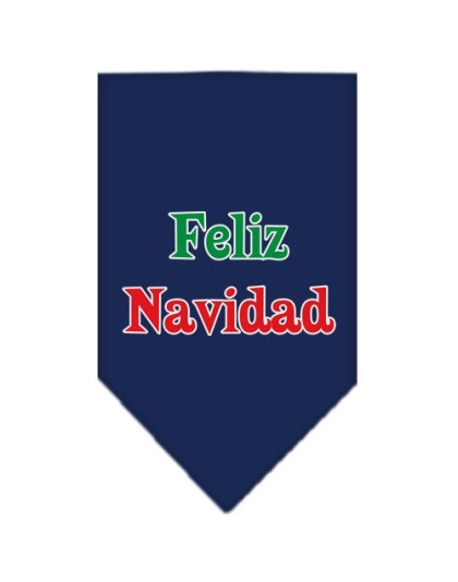 Feliz Navidad Screen Print Bandana Navy Blue large