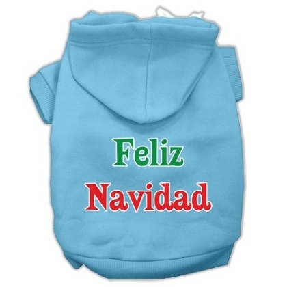 Feliz Navidad Screen Print Pet Hoodies Baby Blue L