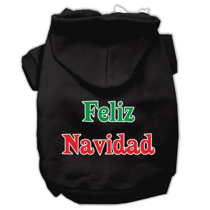 Feliz Navidad Screen Print Pet Hoodies Black L