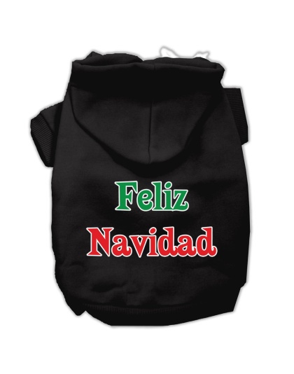 Feliz Navidad Screen Print Pet Hoodies Black L