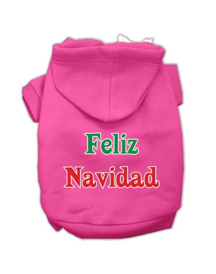 Feliz Navidad Screen Print Pet Hoodies Bright Pink L