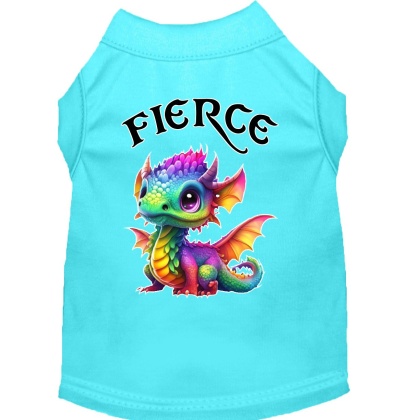 Fierce Dragon Screen Print Dog Shirt Aqua XS (8)