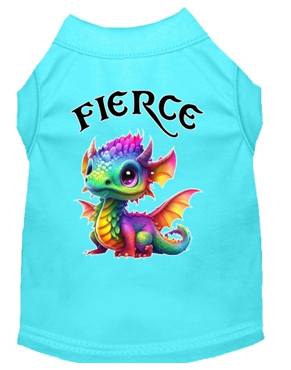 Fierce Dragon Screen Print Dog Shirt Aqua XS (8)