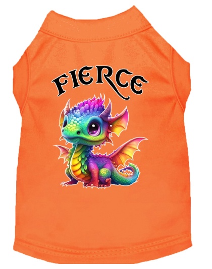 Fierce Dragon Screen Print Dog Shirt Orange XS (8)