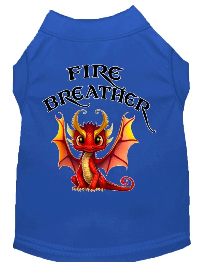 Fire Breather Dragon Screen Print Dog Shirt Blue XS (8)
