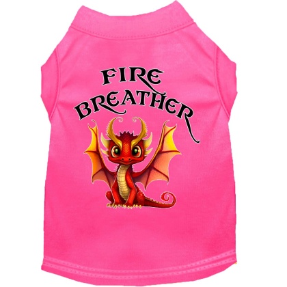 Fire Breather Dragon Screen Print Dog Shirt Bright Pink XS (8)