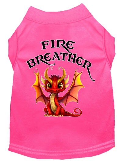 Fire Breather Dragon Screen Print Dog Shirt Bright Pink XS (8)