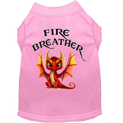 Fire Breather Dragon Screen Print Dog Shirt Light Pink XS (8)