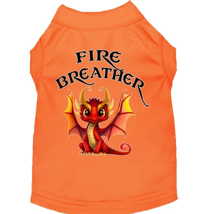Fire Breather Dragon Screen Print Dog Shirt Orange XS (8)