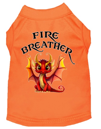Fire Breather Dragon Screen Print Dog Shirt Orange XS (8)