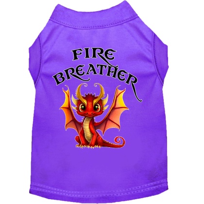 Fire Breather Dragon Screen Print Dog Shirt Purple XS (8)