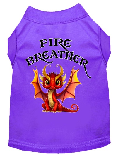 Fire Breather Dragon Screen Print Dog Shirt Purple XS (8)