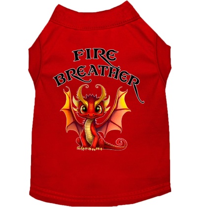 Fire Breather Dragon Screen Print Dog Shirt Red XS (8)