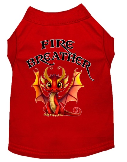 Fire Breather Dragon Screen Print Dog Shirt Red XS (8)