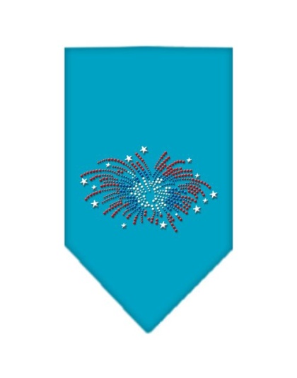 Fireworks Rhinestone Bandana Turquoise Large