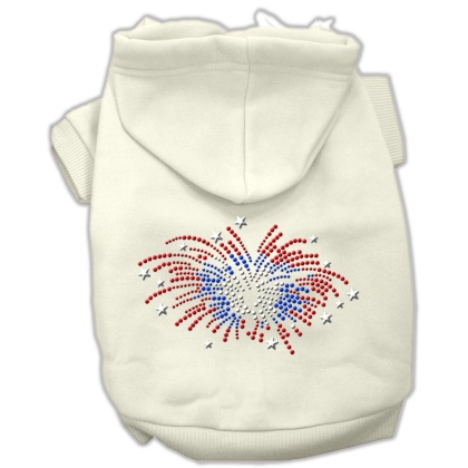 Fireworks Rhinestone Hoodie Cream L