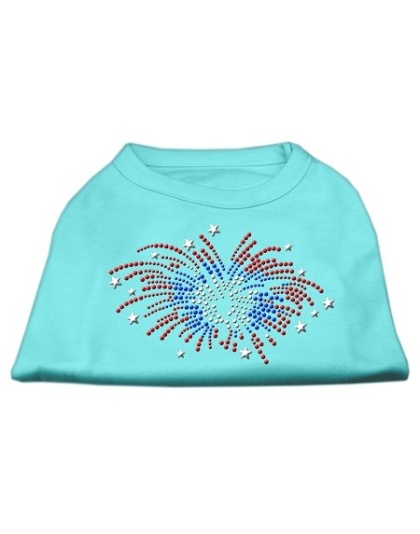 Fireworks Rhinestone Shirt Aqua L