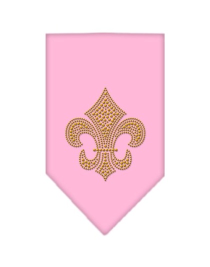 Fleur De Lis Gold Rhinestone Bandana Light Pink Large