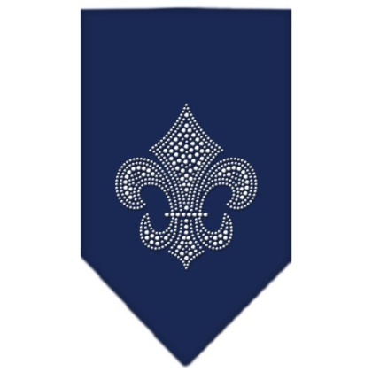 Fleur De Lis Rhinestone Bandana Navy Blue large