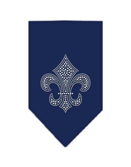 Fleur De Lis Rhinestone Bandana Navy Blue large