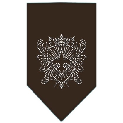 Fleur De Lis Shield Rhinestone Bandana Cocoa Large