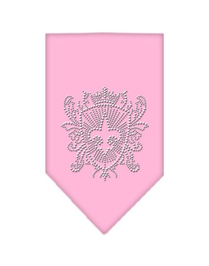 Fleur De Lis Shield Rhinestone Bandana Light Pink Large