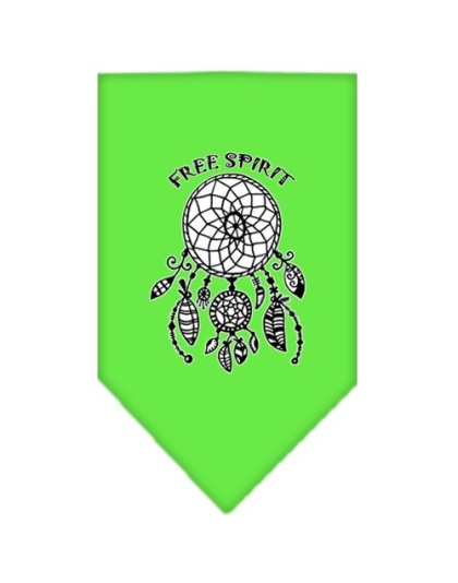 Free Spirit Screen Print Bandana Lime Green Large