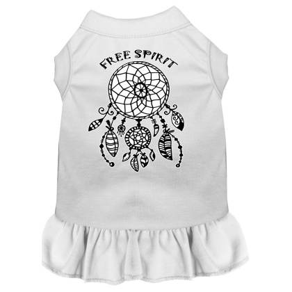 Free Spirit Screen Print Dog Dress White 4X (22)