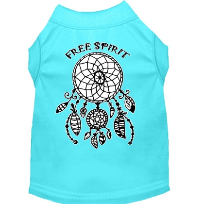 Free Spirit Screen Print Dog Shirt Aqua Lg