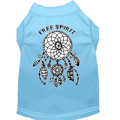 Free Spirit Screen Print Dog Shirt Baby Blue Lg