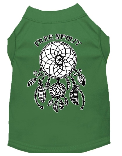 Free Spirit Screen Print Dog Shirt Green Lg